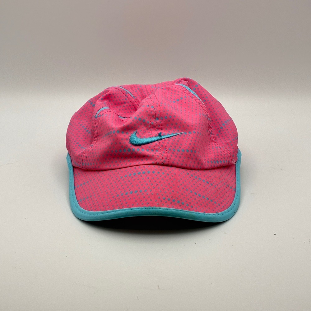 Nike Dri-Fit Hat Girls 4/6X Pink Polka Dot Swoosh Running Cap